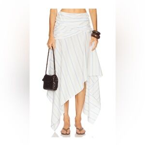 Camila Coelho White and Blue Asymmetrical Skirt